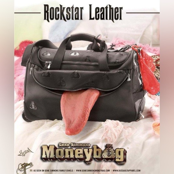 Other - New Old Stock Kiss Gene Simmons BLACK LEATHER Moneybag Duffle Bag - Original Box